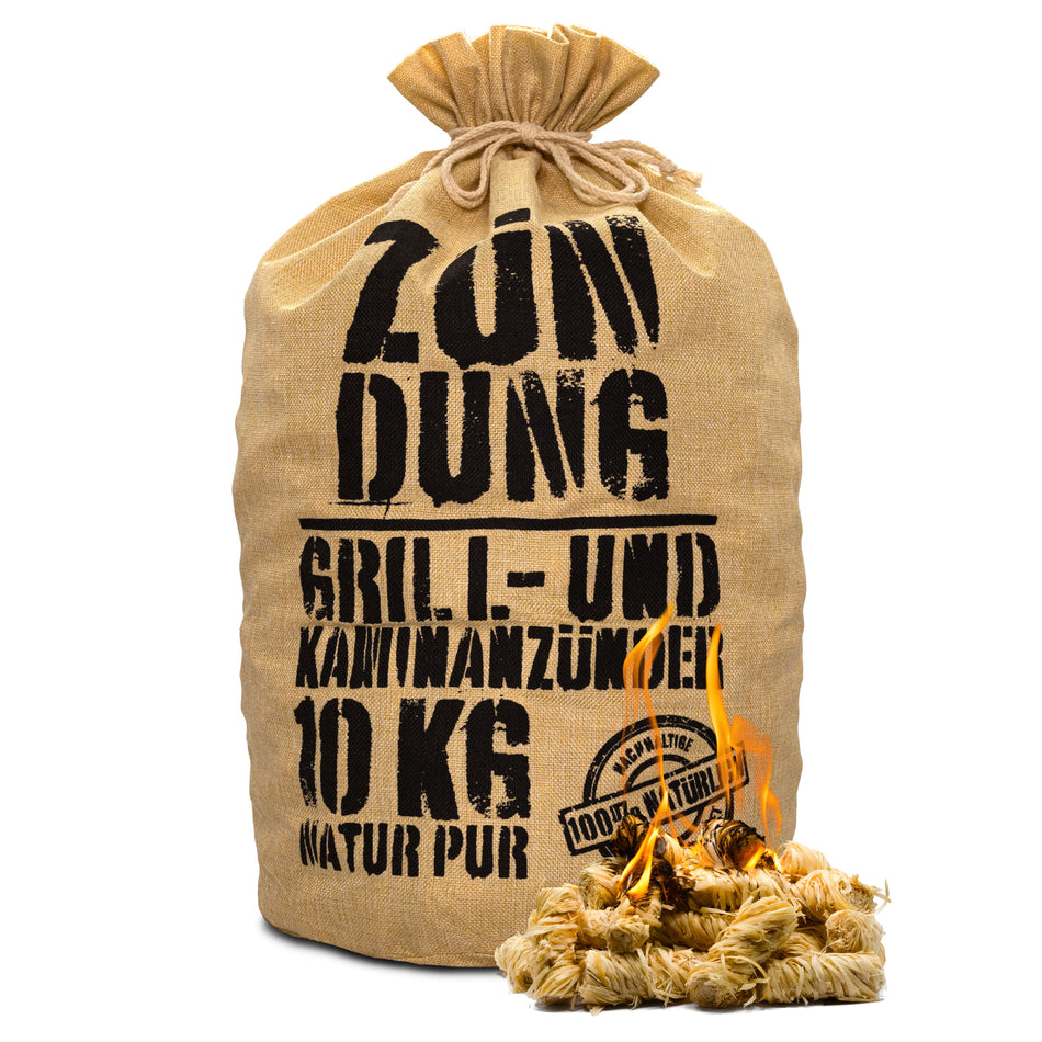 ZÜNDUNG Grill- und Kaminanzünder 10 kg Holzwolle, 100% nachhaltige Bio Anzünder