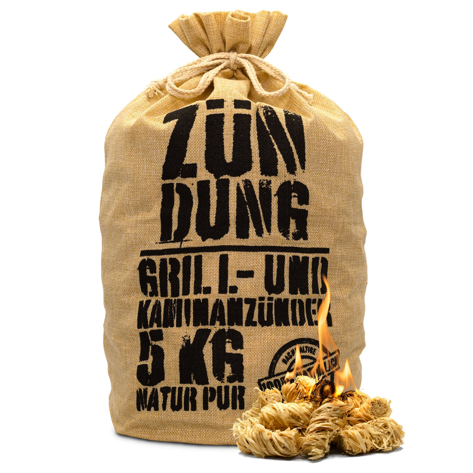 ZÜNDUNG Grill- und Kaminanzünder 5 kg Holzwolle, 100% nachhaltige Bio Anzünder